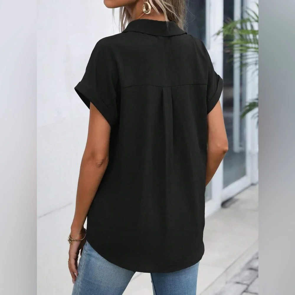 SHEIN Lune Classic‎ Black Button-Up Women's Blouse size Small - Picture 2 of 6